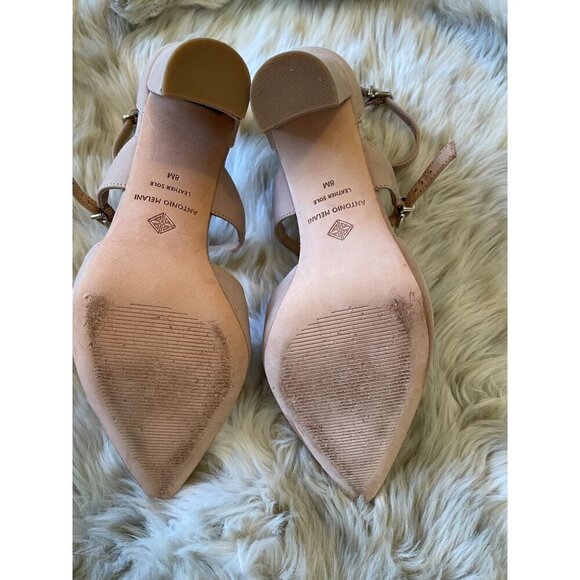 Antonio Melani Nude Suede Pointed Toe Ankle Strap Pumps Women's Size 8M - Picture 9 of 10